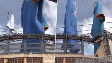 New Team India Jersey Launch: Ahead of New Kit Reveal, Video of Giant Jerseys ‘Hovering Over Wankhede Stadium’ Goes Viral
